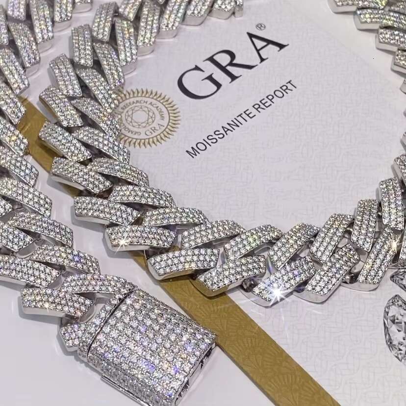 Cuban Link Chain Vvs Moissanite Diamond Zircon Custom 925 Sterling Silver Miami Iced Out Hip Hop Men Cuban Necklace Link Chain