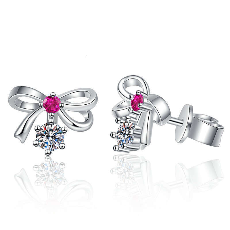 S925 Pure S925ier for Women Light Bowknot D Color 20 PointS925 MoiS925S925anite EarringS925 948