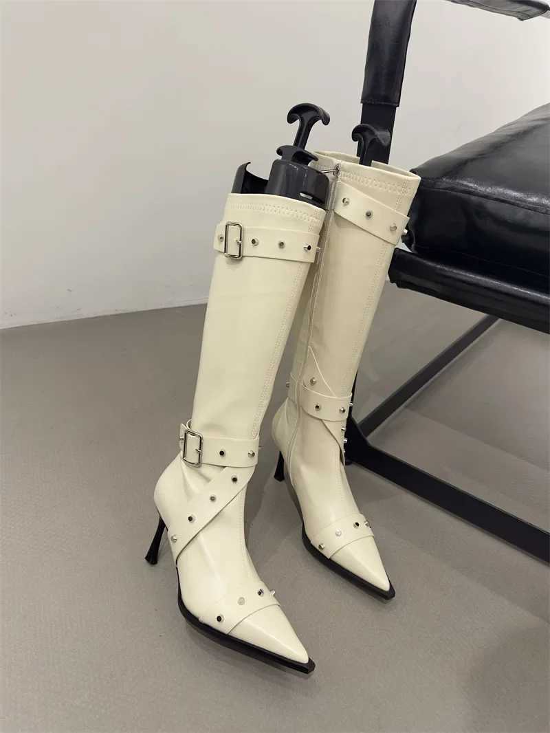 Knee High Boots for Women Cool Metal Pointed Toe High Heels FAshion WESTern Boots Female Sexy Ladies Booties Z250704