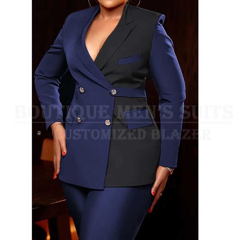 Luxury Womens Suits Blazer Elegant Double Breasted Peak Lapel Slim Fit 2 Piece Jacket Pants Sets Customized Office Outfits 2025 X250704