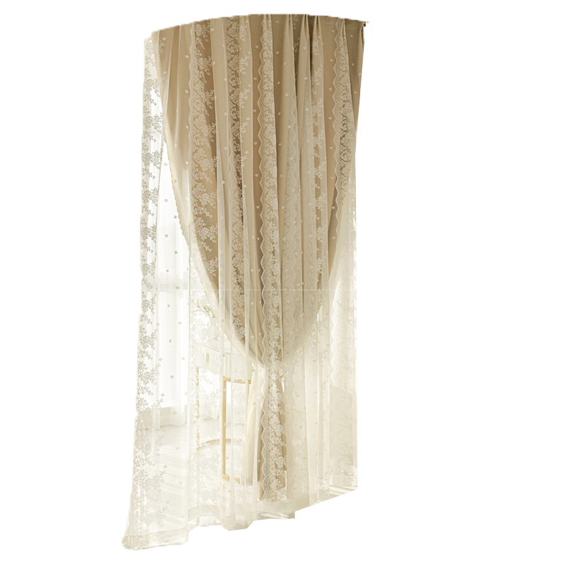 YL-35561 French lace curtains full blackout bedroom living room ins style cream hook finished curtain