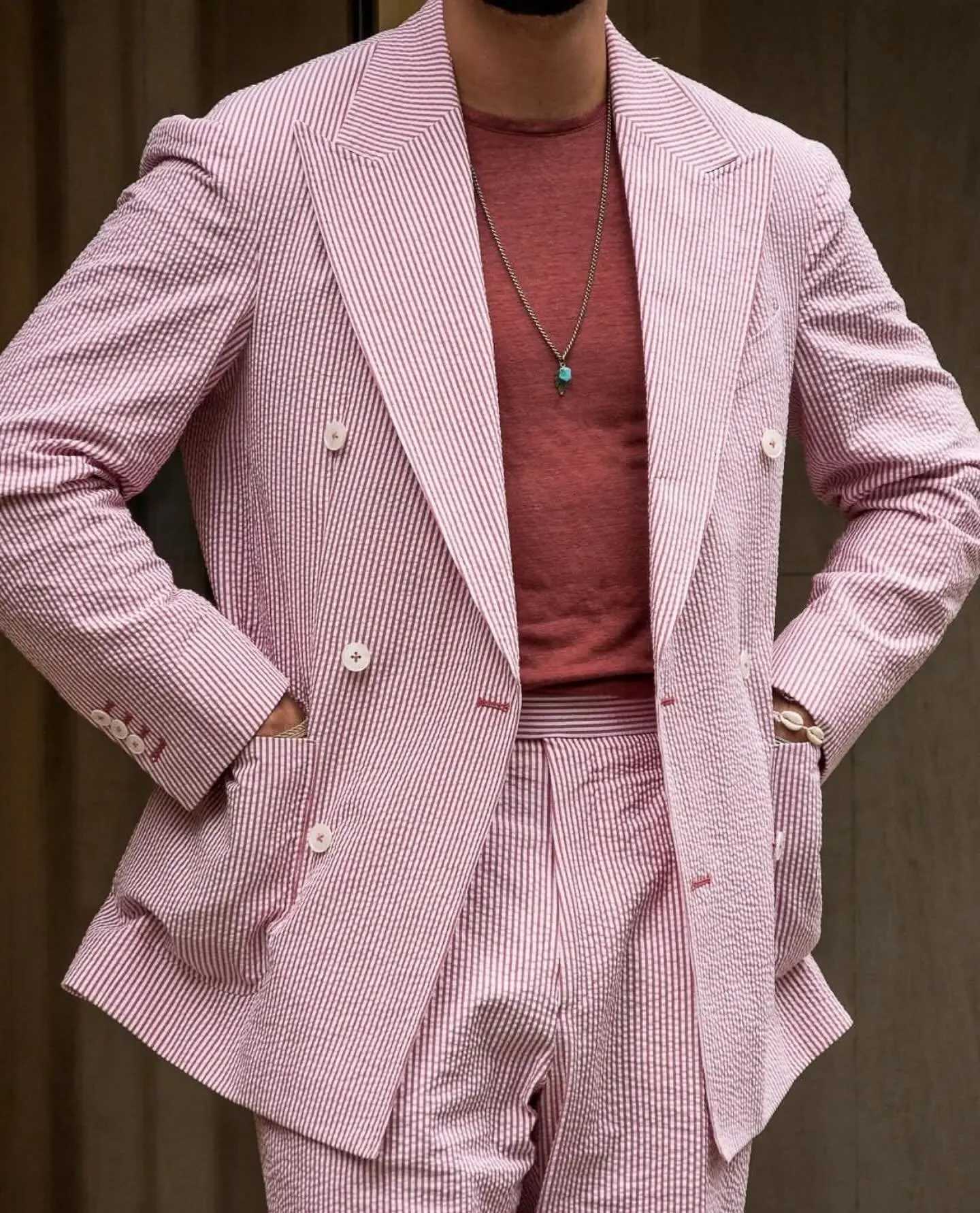 Mens Striped Suit Two Piece Suit Elegant Fashion Suit Business Casual Work Wear Party Dress Mens Commuter Wear Mens Clothing X250704