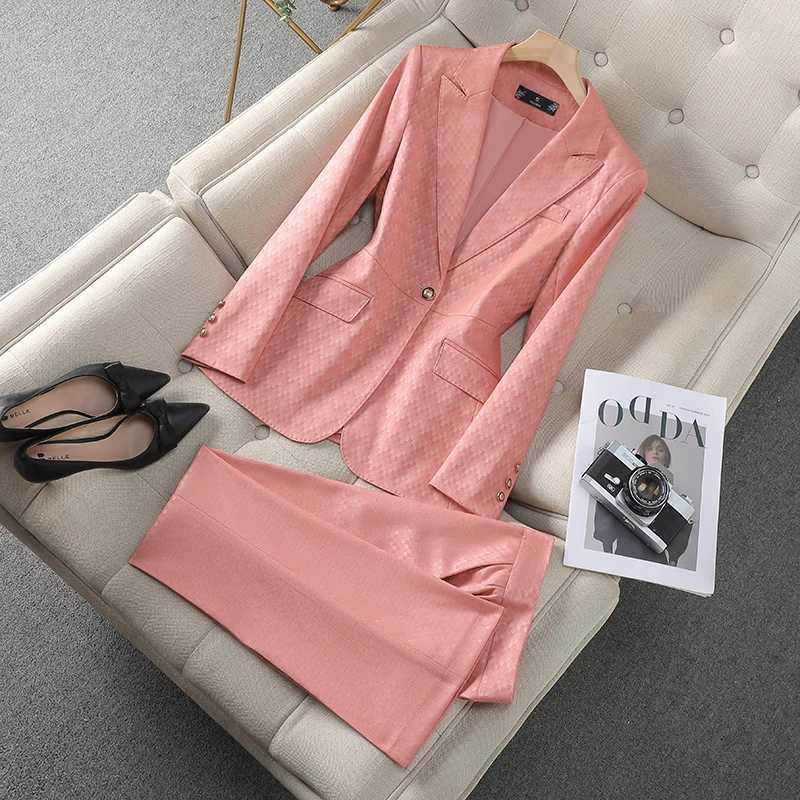 ZJYT Korean Style Fashion Blazer Suit Ladies Office Work Wear Autumn 2024 Long Slve Jacket Pant Sets 2 Piece Outfits Plus Size X250704