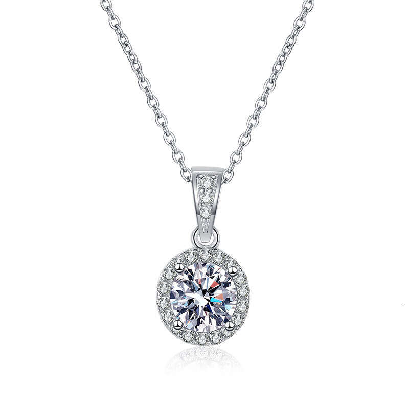 S925 Pure S925ier for Women Korean S925tyle Round Bag 1 caratS925 Pendant D Color MoiS925S925anite Dia Necklace aea
