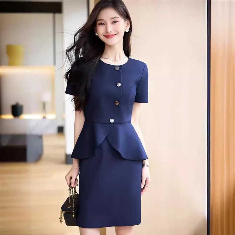 6611 Summer Thin Short-Slved Suit Womens Slim-Fit Elegant Fashion Business Wear Beauty Jewelry Shop High-End Overalls X250704