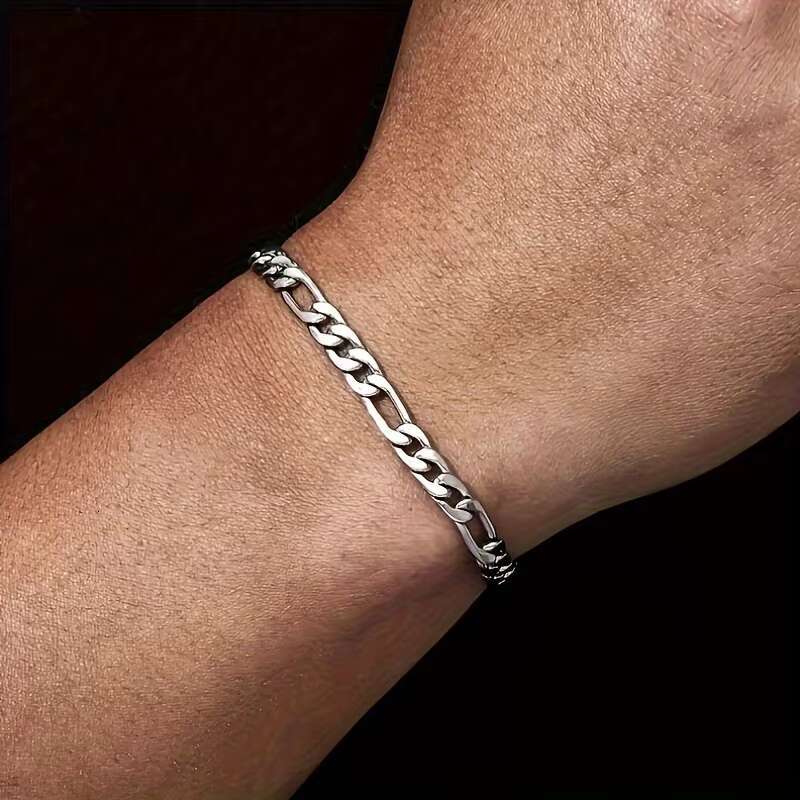 Trendy Stainless Steel Cuban Chain Mens Bracelet - Hip-Hop Style