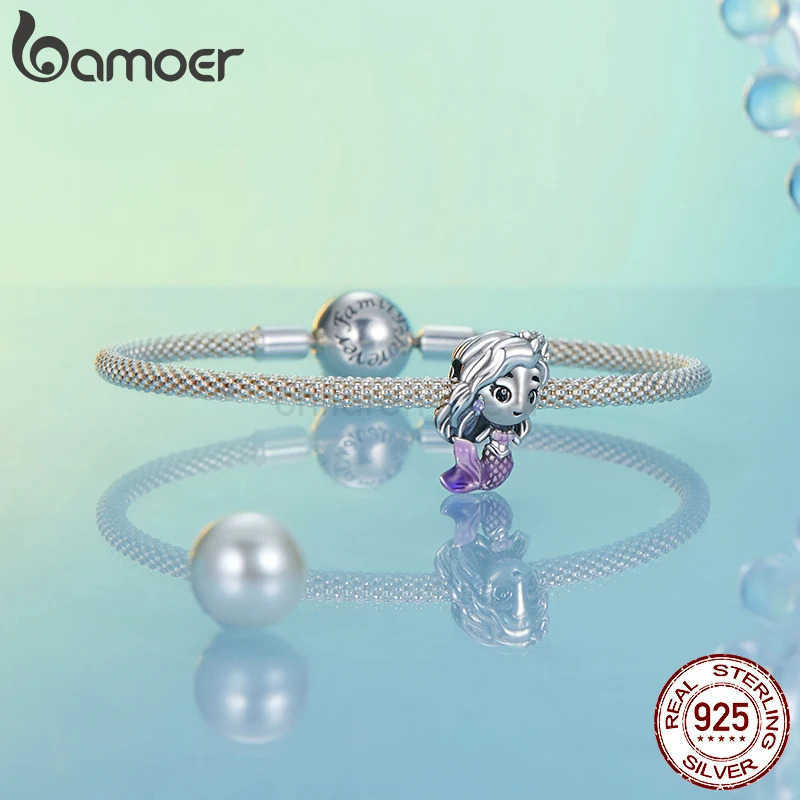 DISNEY Bamoer Original 925 Sterling Silver Princess Charm Dreamlike Fairytale Bead Mermaid for Women Bracelet DIY Fine Jewelry Gifts W20250704