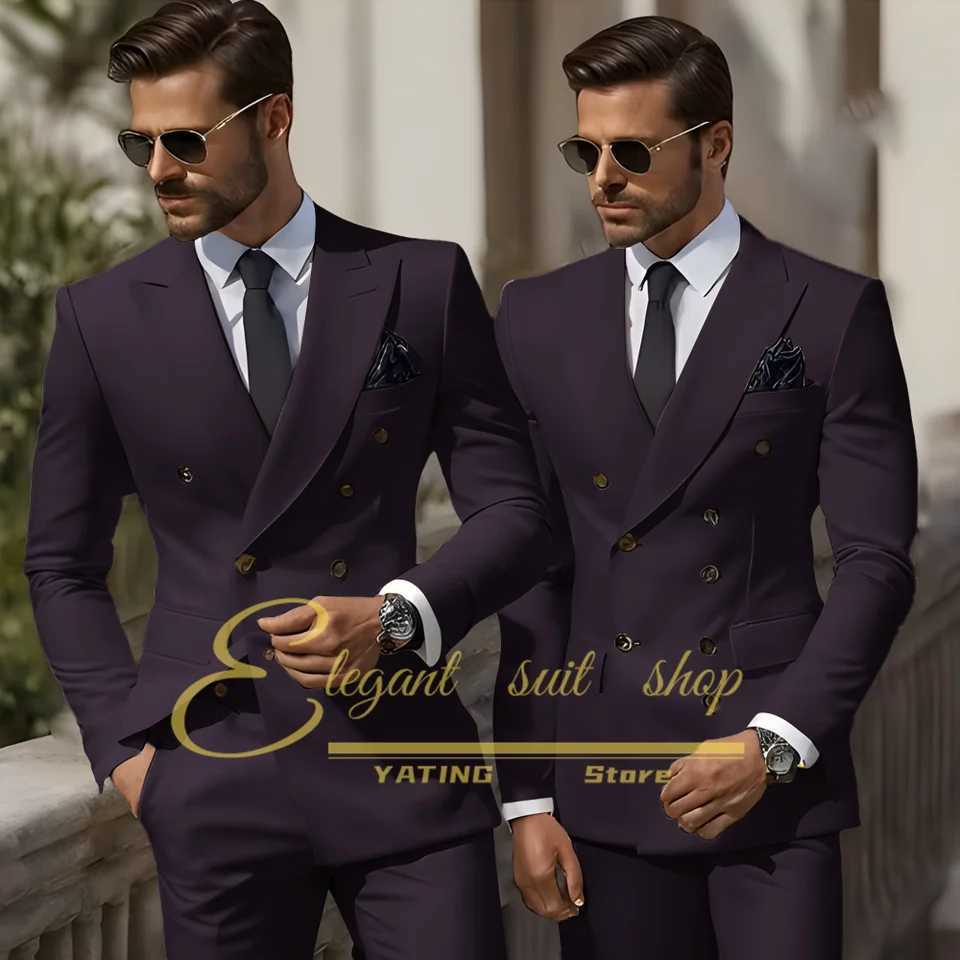 Formal Elegant Stylish Ivory Double Breasted 2 Piece Wedding Suits for Men Classic Tuxedo Bespoke For Groom Prom Party Dres X250704