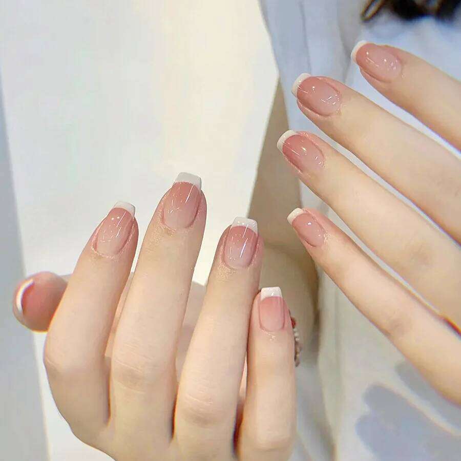10pcs Pink Nails Short French style Handmade Wear for Women&Girl Whitening Stickers False Nail X250704