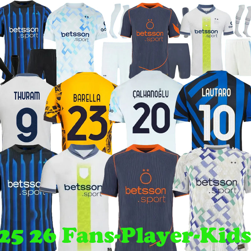 25 26 Inters Milanes Football jerseyJersey ROSSI 10 LAUTARO Martinez maillot THURAM Retro BARELLA Kid Kit Maillot de FRATTESIPAVARD kids kit