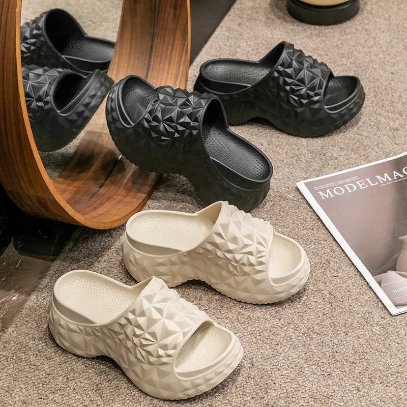 Womens Chunky Platform Slippers Summer Comfort Soft Thick Bottom Slides Woman for Sandals New Open Toe Non-slip Beach Shoes W250704