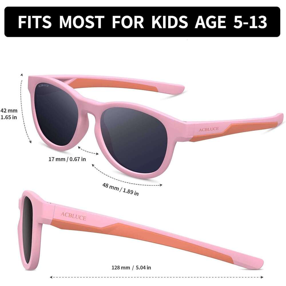 Kids Sports 3 Polarized Sunglasses TPEE Flexible Frame with Adjustable Strap for Boys Girls Age 5-13