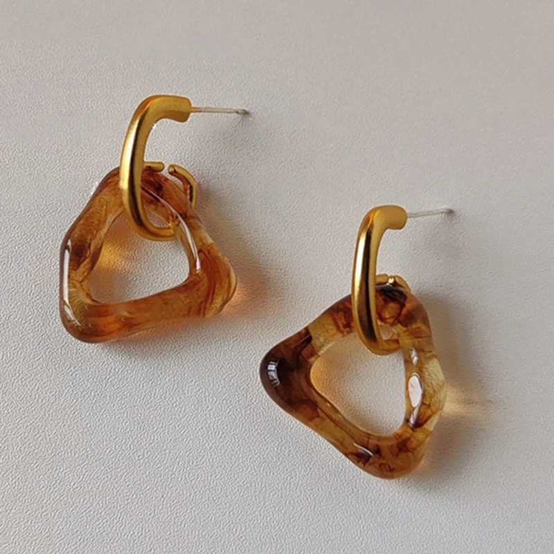 1750 Cute Brown Resin Metal Drop Post Earrings for Women Fashion Jewelry Trendy New Styles Holiday Accessories Wholesale Gifts Y250704