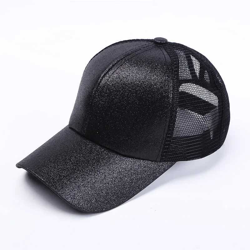 Glitter Ponytail Wens Baseball Cap Wen Snapback Mesh Trucker Caps Fem Summer Bone Black Adjustable Hip Hop Hats/Cap X250704