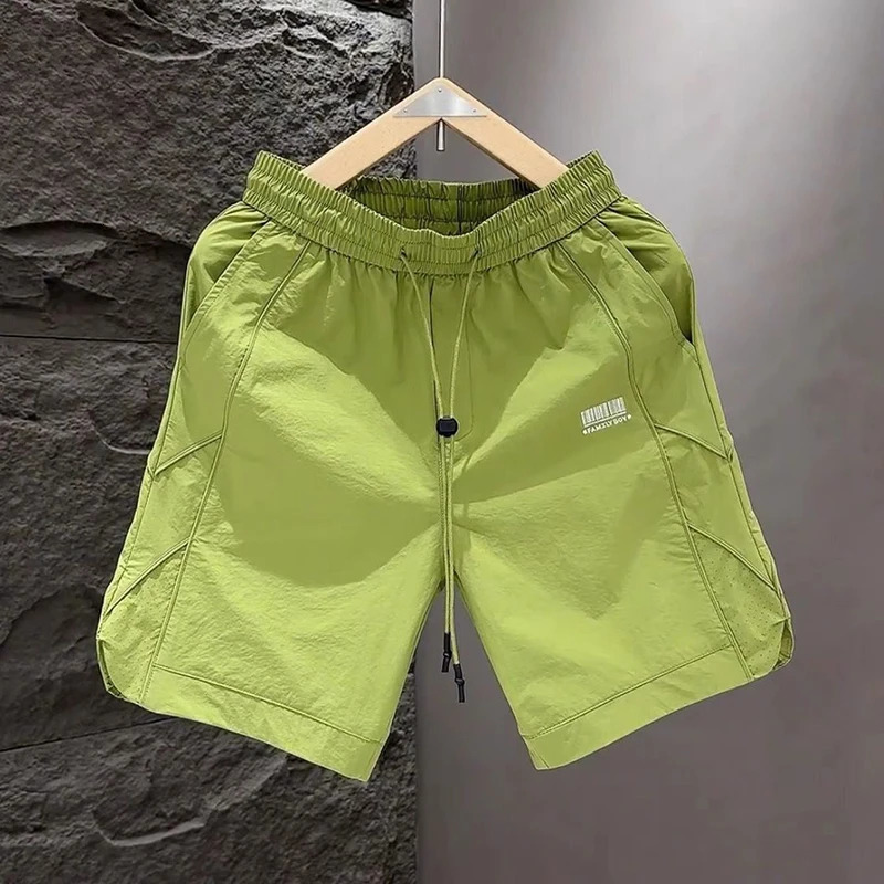 Fashion Elastic Pockets Spliced Embroidery Casual Shorts Mens Clothing Summer Loose Allmatch High Waist Beach Shorts 250704