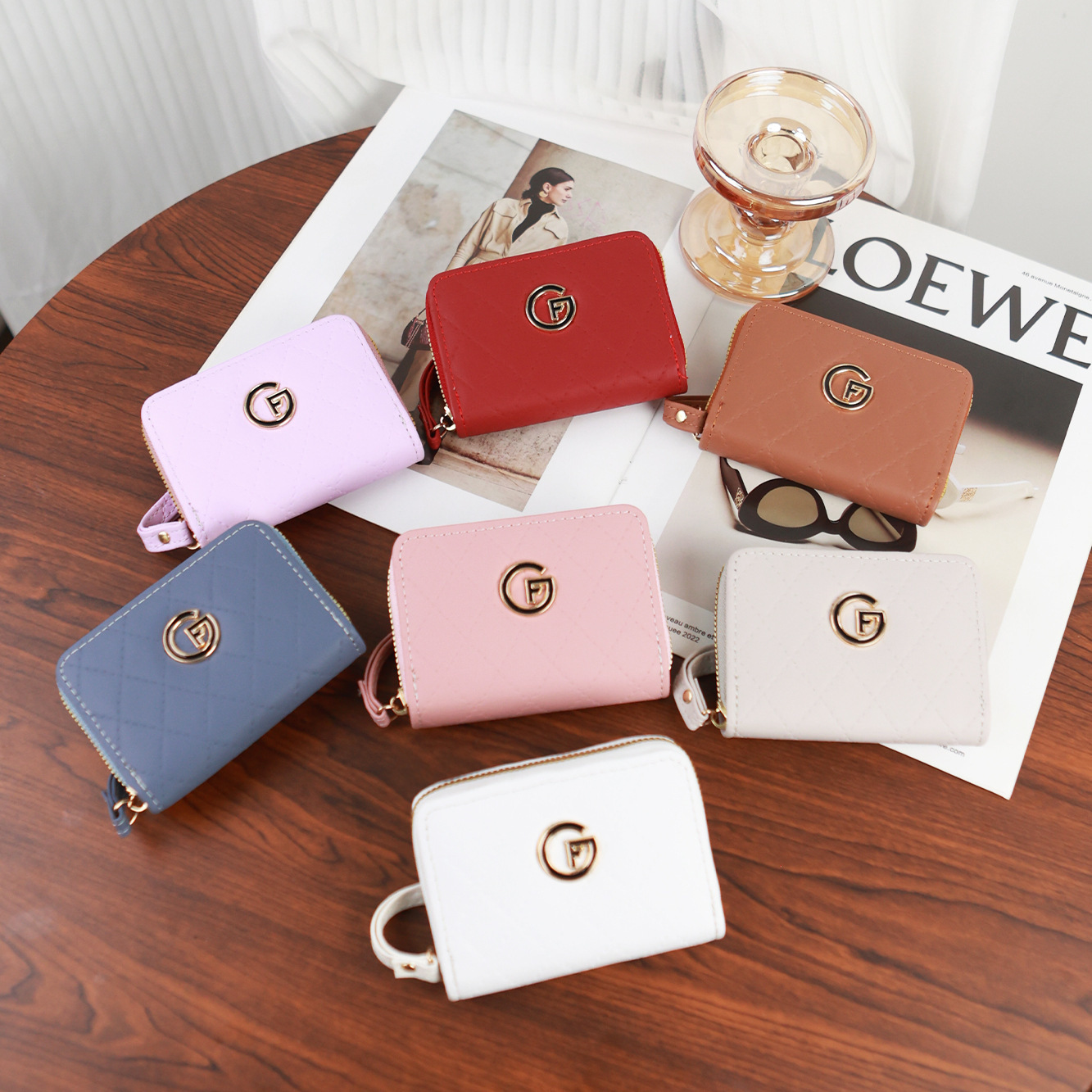Free Shipping Designer Bag New Short Women's Wallet Quilted Solid Color High-end Zipper Coin Purse Small Card Holder Wallet