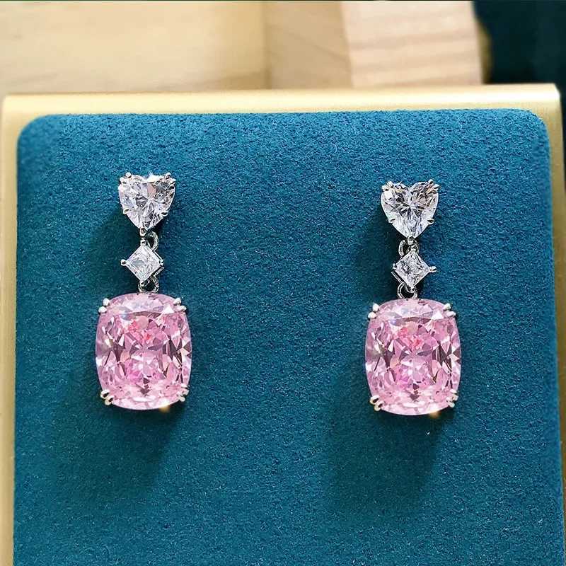 2025 New European and American Pink Earrings for Women Elegant Loving Sweet Light Luxury Geometric Jewelry Accessories Y250704