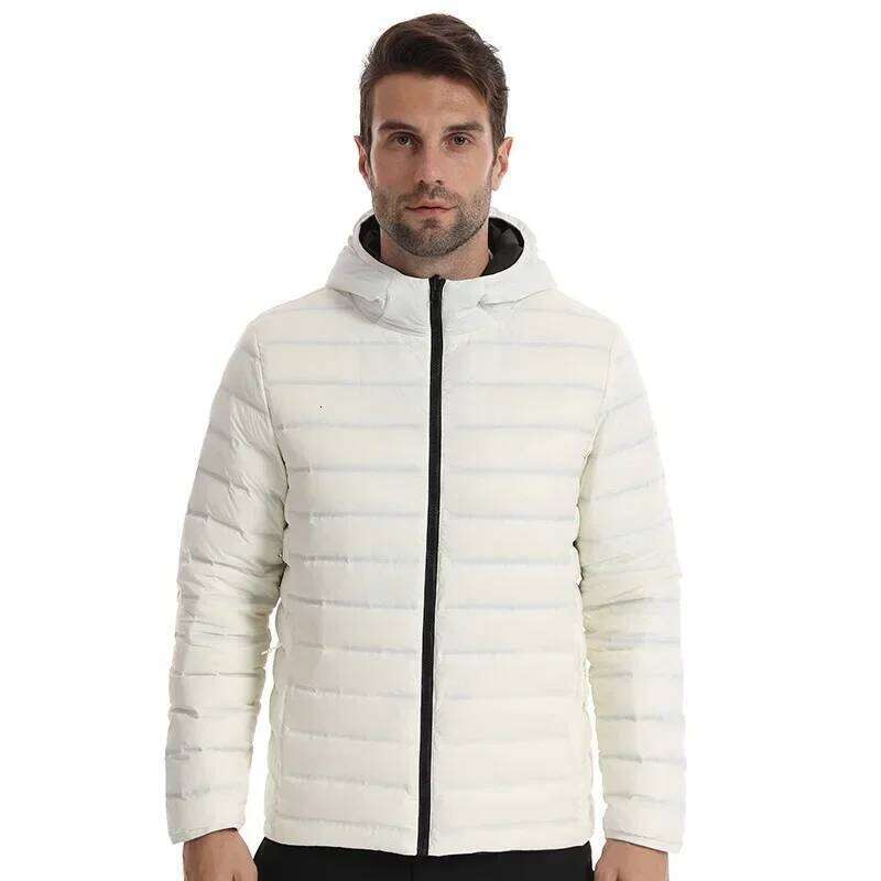 For Both Men Women Wearing Outdoor Warmth And Splashproof Lightweight Down Hooded Jacket 250703