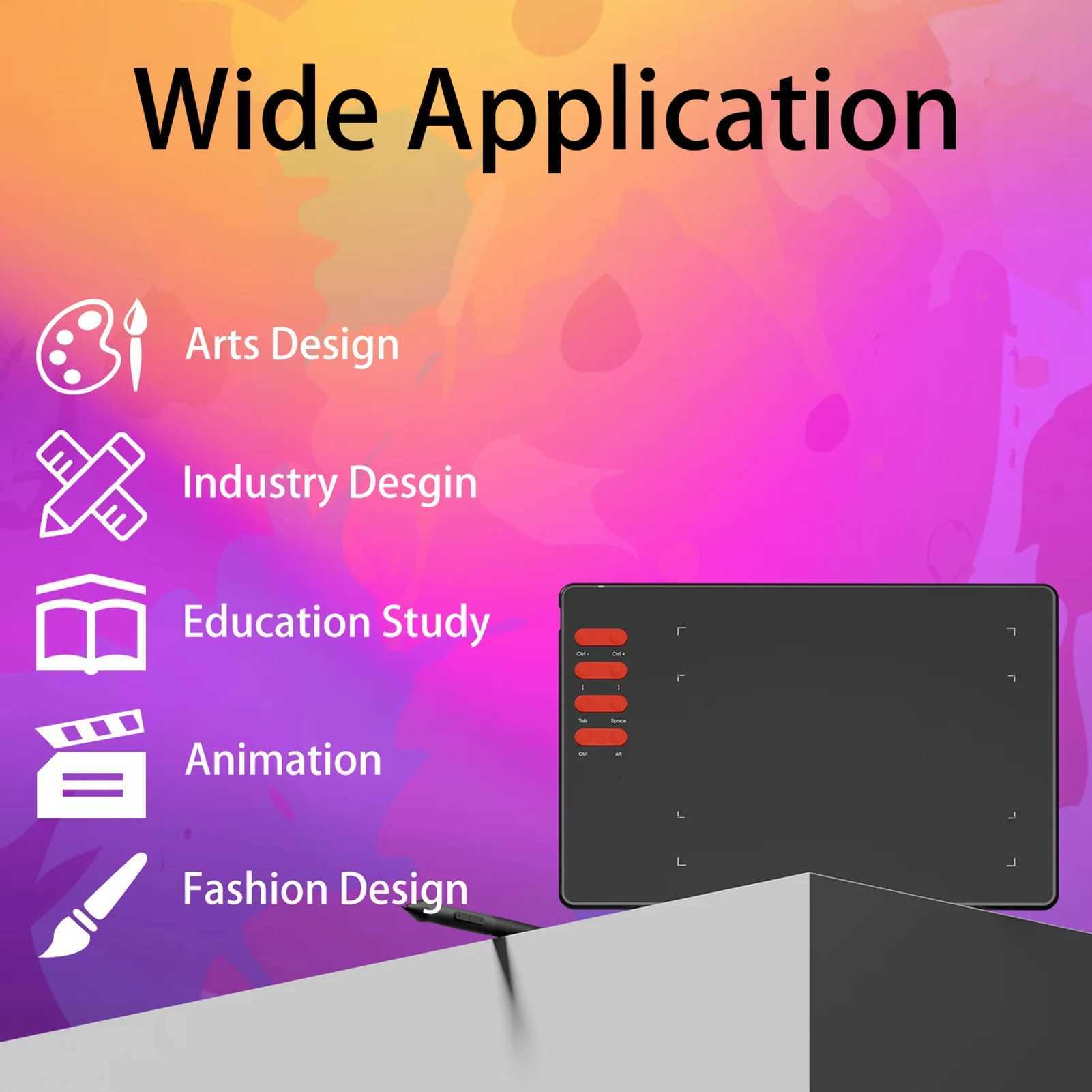 FANGOR Drawing Tablet 10x6 Inch 8192 Pressure Levels Battery-Free Stylus w/8 Nibs Digital Art Pad for Beginners/Pros X250704