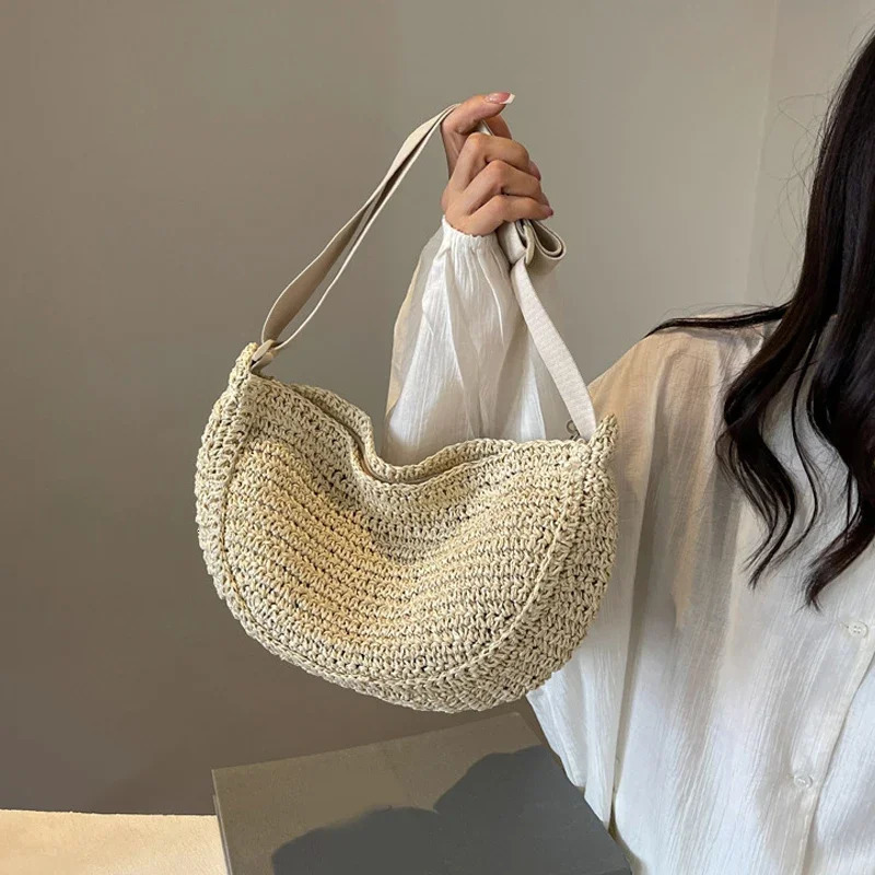 Forest Lazy Style Crossbody Bag Bohemian Handmade Grass Woven Bag Leisure Vacation Beach Womens Woven Dumpling Handbag 250701
