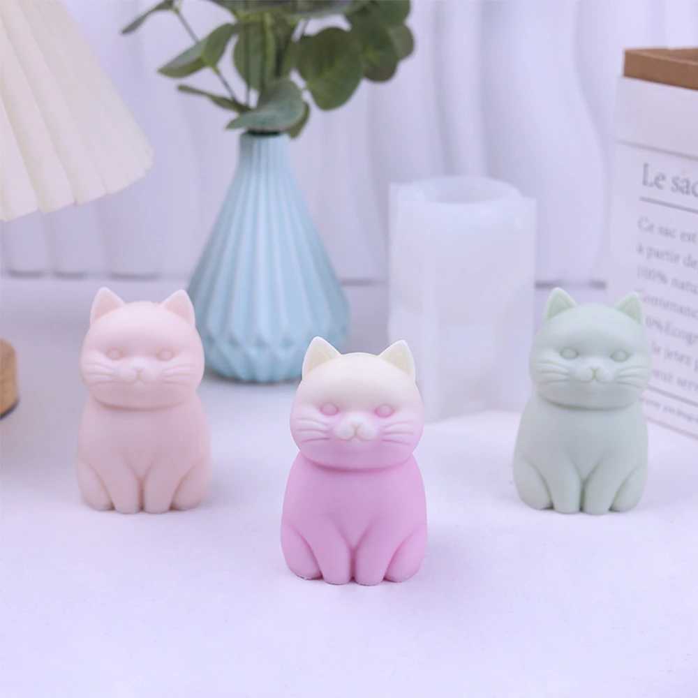 ute Cat Silicone Molds Soap Making Craft Molds Cute Cat Mold Silicone Candle Mold for Candle Making Christmas Candle Supplies W250704