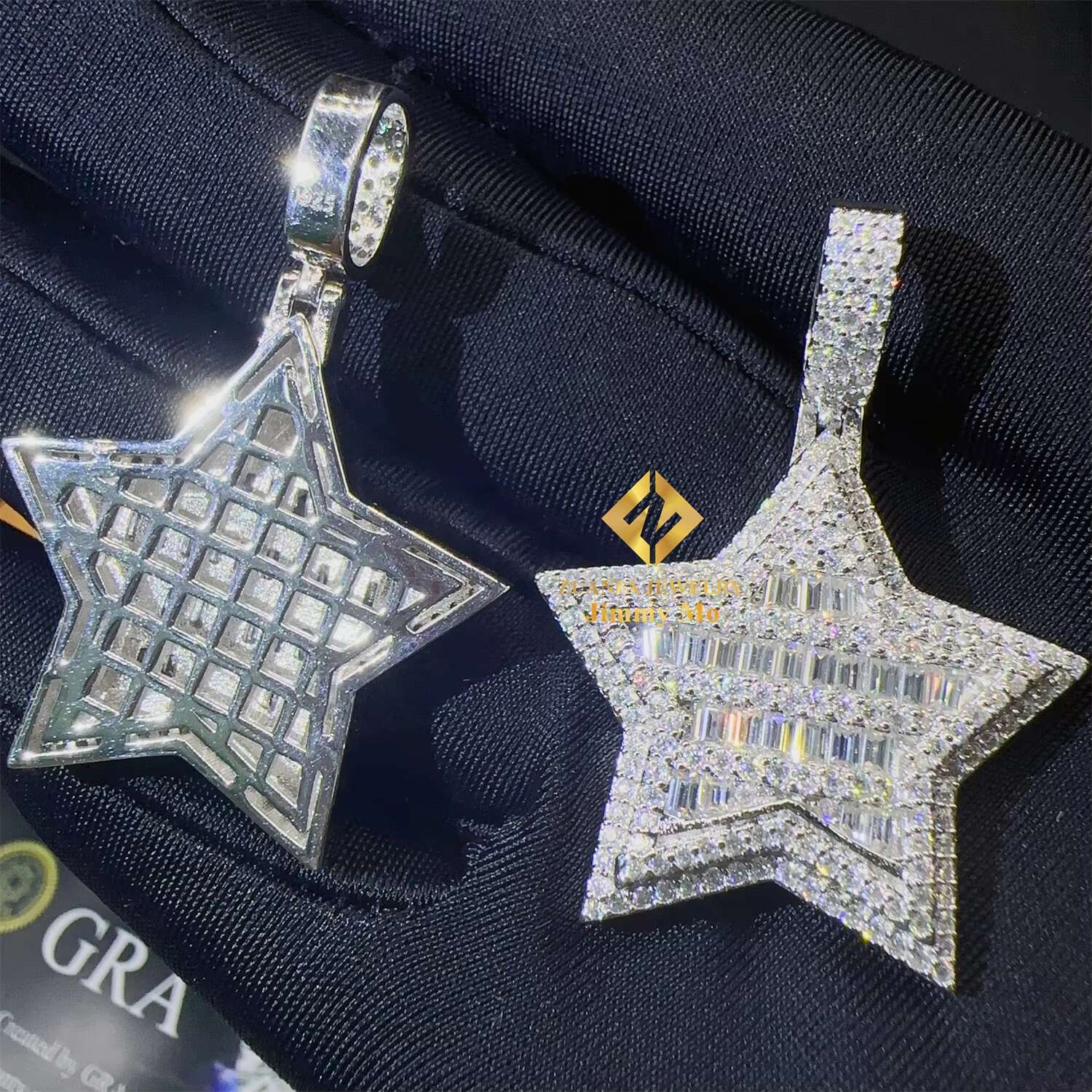Bulk Stock Iced Out Shining Jewelry Hip Hop Pendant 925 Silver White Gold Rose VVS1 Moissanite Diamond Star Pendant