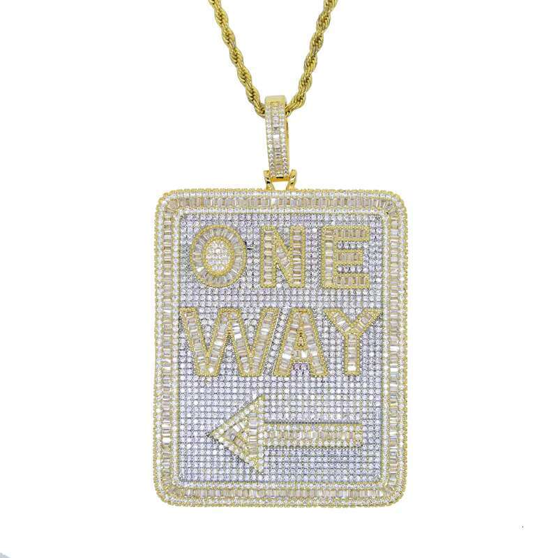 Men Hip Hop Geometric Iced Out Pendants with Full Paved Moissanite vvs1 and Boys Iced Out Bling Letter One Way Pendant