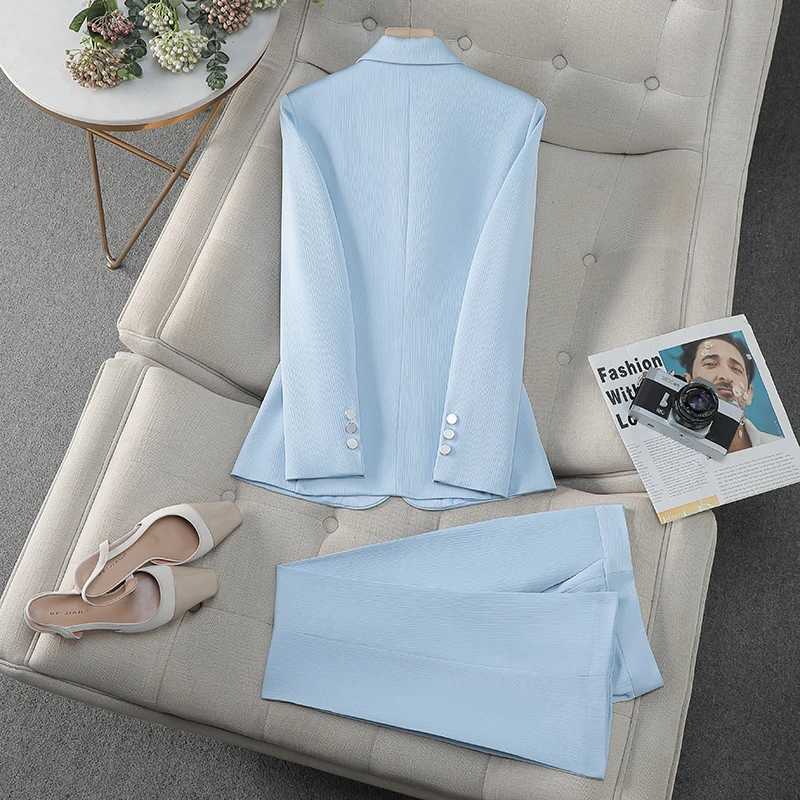 ZJYT Elegant Women Pant Sets 2 Pieces Womens Outfit 2025 Spring One Button Business Formal Blazer Trosuers Suit Plus Size Female X250704