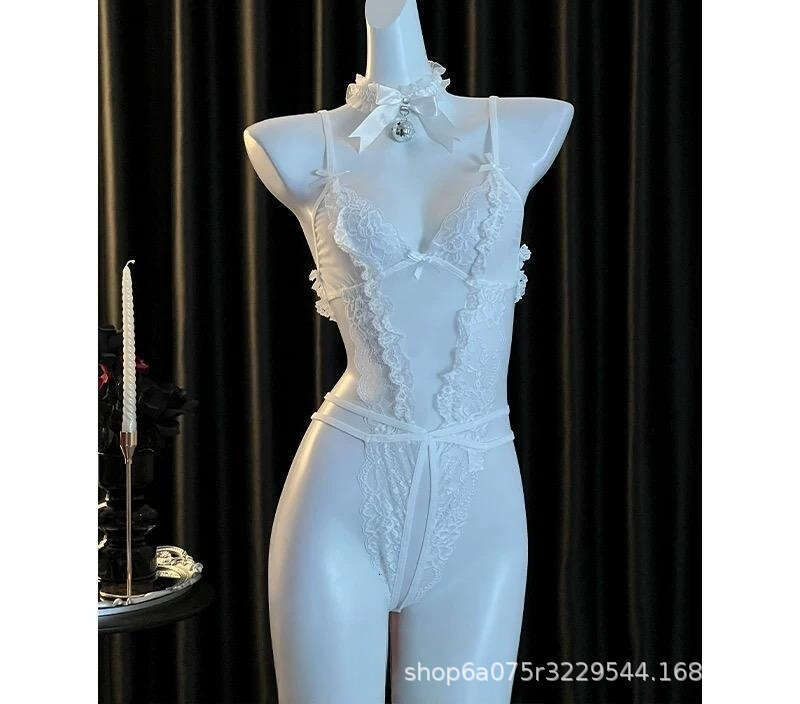 Sexy Lingerie New Sexy Lingerie Lace Bodysuit See-Through Robe Red Uniform Temptation Hollow Out Set For Women Women Lingerie
