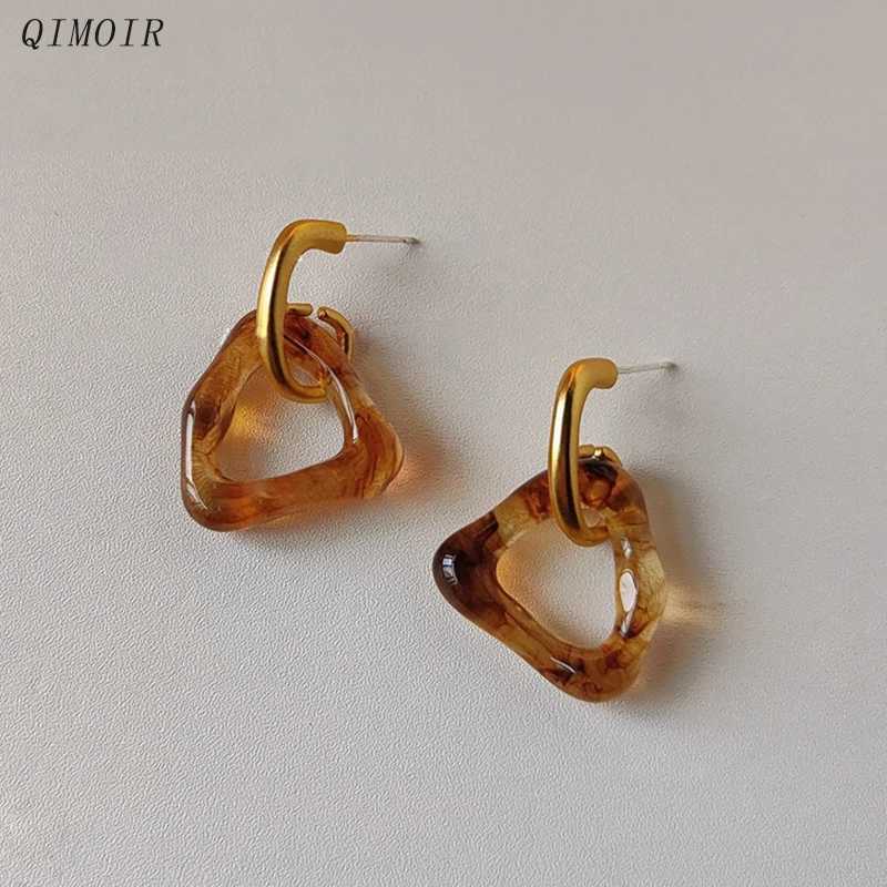 Irregular Brown Resin Metal Dangle Post Earrings For Women Fashion Jewelry Trendy New Style Daily Accessories Wholesale C1750 Y250704