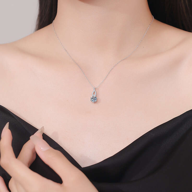 S925 Pure S925ier Gourd Pendant S925imple Korean S925tyle Clavicle for Women 1 caratS925 Chain MoiS925S925anite Necklace a5a