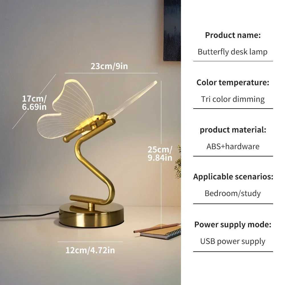 Modern Nordic LED Butterfly Table Lamp 3-color Bedroom Bedside Ambient Light Living Room Home Decoration Indoor Lighting XJ250703