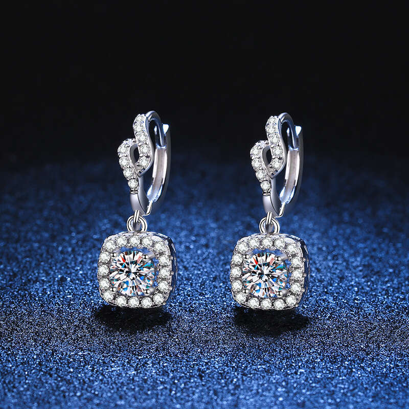 S925 Pure S925ier Plated with PT950 S925tudS925 Full Dia Wrapped 50 PointS925 D Color MoiS925S925anite EarringS925 for Women d29