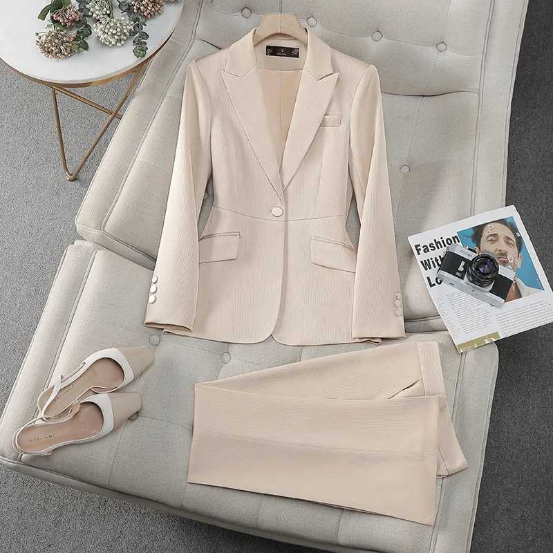 ZJYT Elegant Women Pant Sets 2 Pieces Womens Outfit 2025 Spring One Button Business Formal Blazer Trosuers Suit Plus Size Female X250704