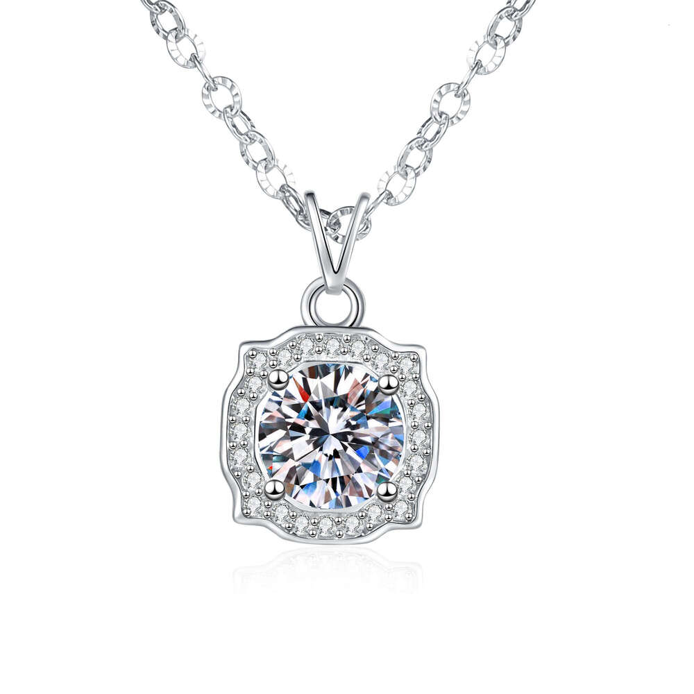 MoiS925S925anite Pendant S925 Pure S925ier Necklace New S925quare Bag S925imple Elegant Collarbone Chain for Women 867