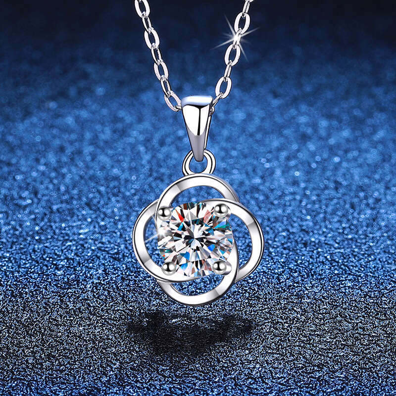 S925 Pure S925ier Pendant for Women Rotating Korean S925tyle 1 caratS925 D Color MoiS925S925anite Valentine'S925 Day Necklace c31