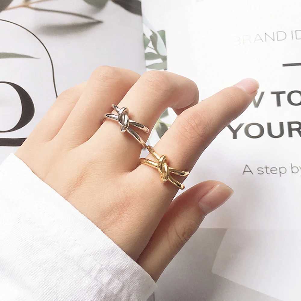Creative Korean Girls Cool Women Trendy Finger Ring Party Accessories Knot Adjustable Open Ring Y250704
