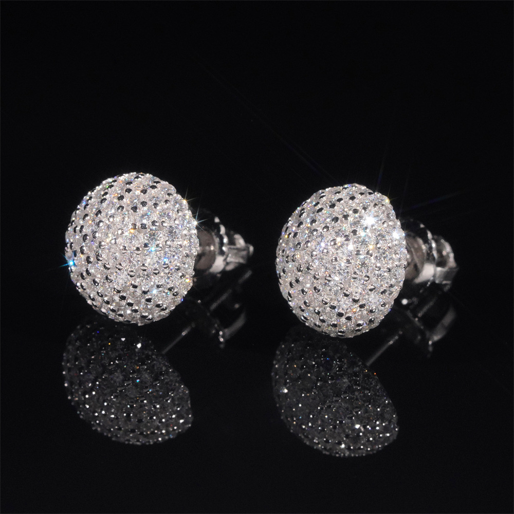 High Quality Hip Hop Iced Out Screw Back 925 Silver Men Moissanite Stud Earrings