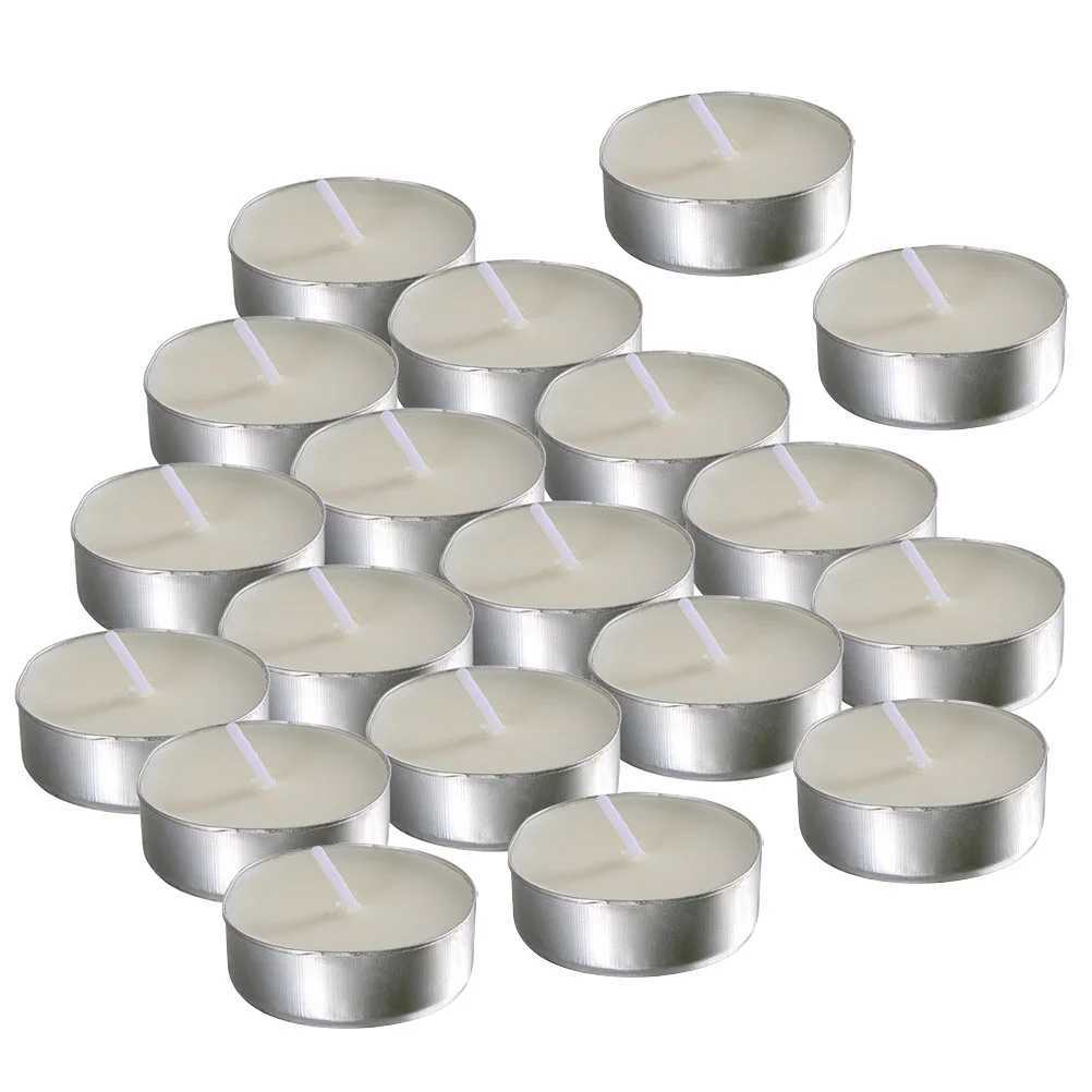 50 Pcs Tea Candles Round Scented Room Small Tealight for Wedding Lights Household Romantic White Multi-function Metal W250704
