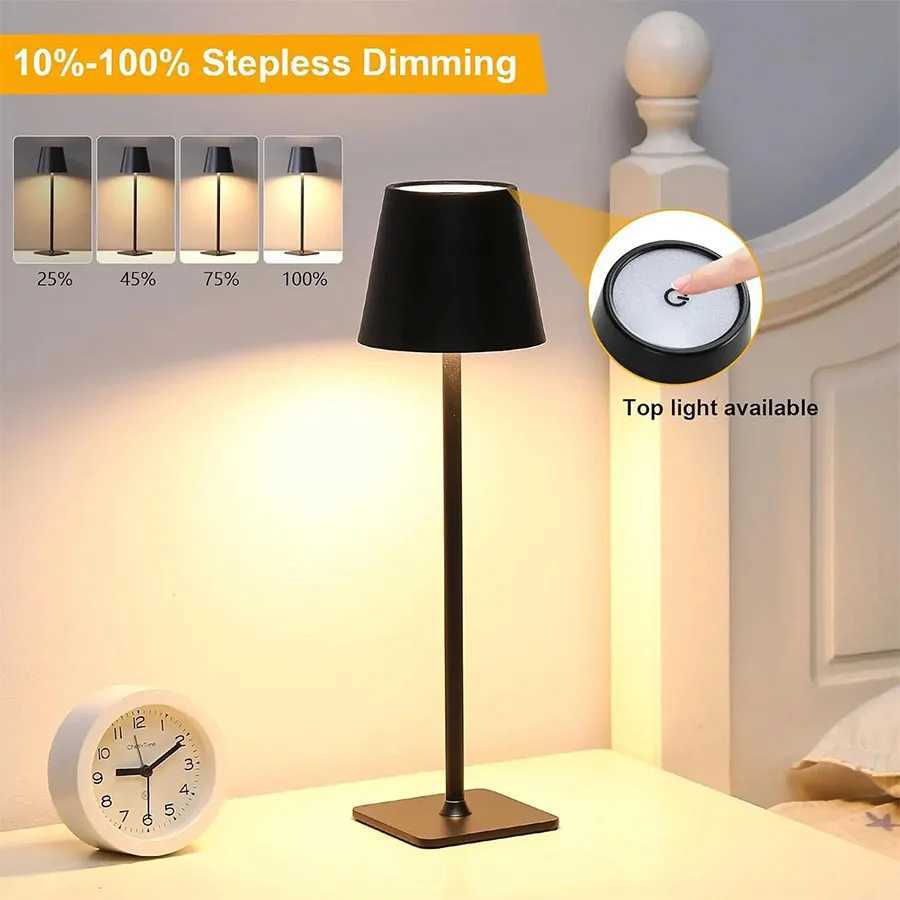Rechargeable Table Lamp Touch Sensor LED Desktop Night Light Wireless Reading Lamp for Restaurant Hotel Bar Bedroom Decor LightsXJ250703