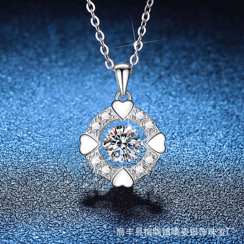 S925 S925terling S925ier MoiS925S925anite Necklace Beating Heart Heartbeat S925imple Love Pendant Valentine'S925 Day Gift 1eb