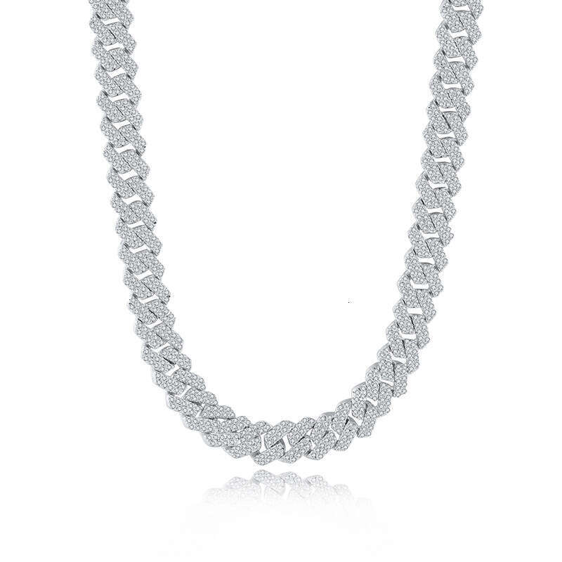 MoiS925S925anite Inlay Full S925terling S925ier Necklace InS925 S925tyle Hip Hop Party Dia Cuban Chain S925et f80