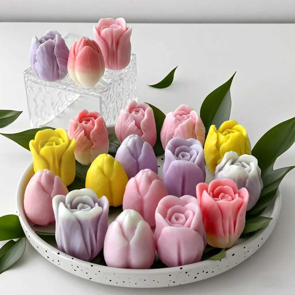 DIY Flowers Tulip Silicone Mold Handmade Scented Candle Plaster Resin Molds Homemade Cookies Chocolate Candy Baking Tool W250704
