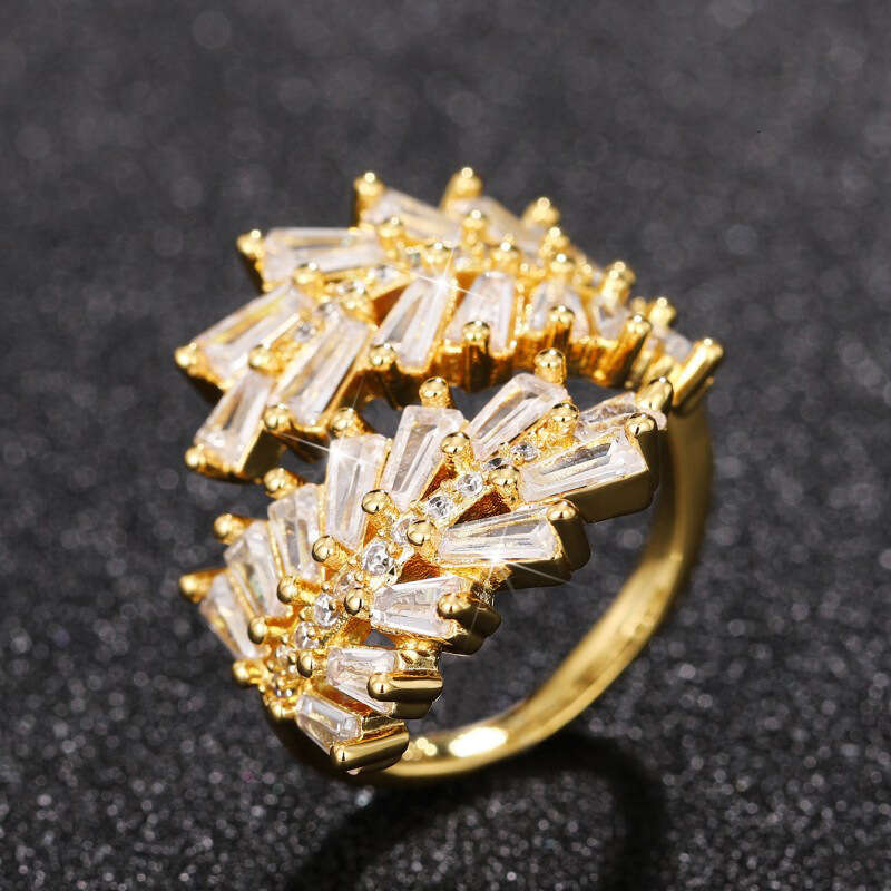 DHcollections Cao Shi Japanese and Korean Leaf Open Index Finger Versatile Elegant Trendy Women's Luxurious Internet Celebrity Magazine Style Rin