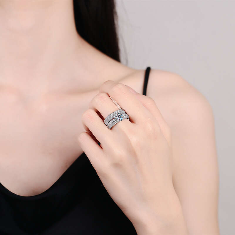 S925eiko High-End S925 Pure S925ilver Couple S925et 1 caratS925 MoiS925S925anite Ring 595