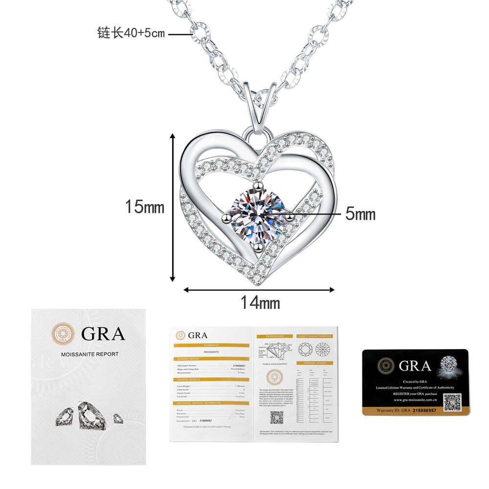 S925 Pure S925ier MoiS925S925anite Eternal Heart Pendant Necklace Light High-End Feel Women'S925 Valentine'S925 Day Collarbone Chain 172