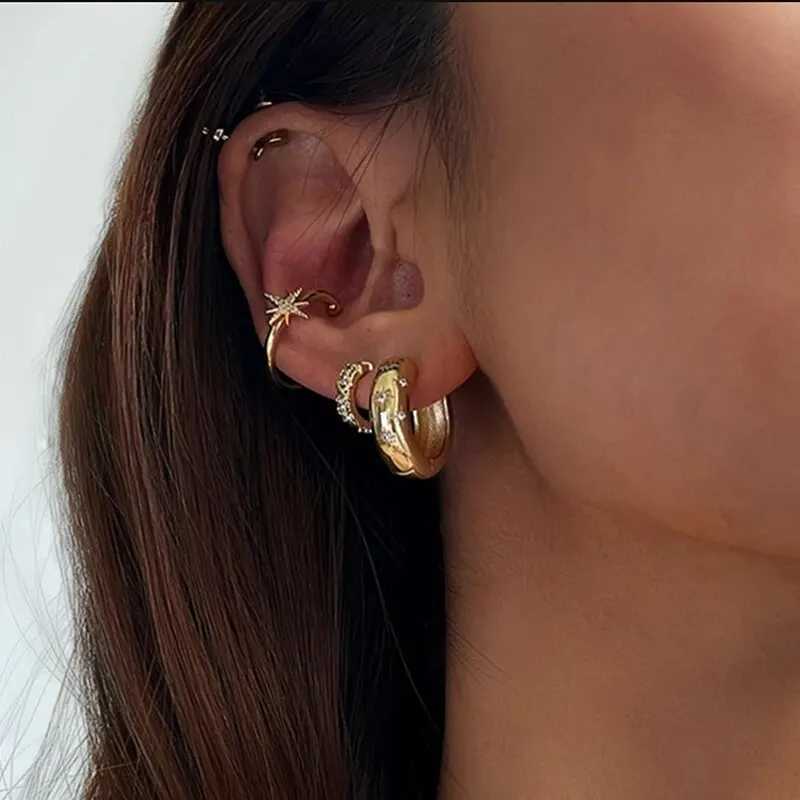 ics Stainless Steel Ear Buckle Earrings for Women Stainless Steel Gold Silver Color Large Hoop Earrings Jewelry Accessories Y250704
