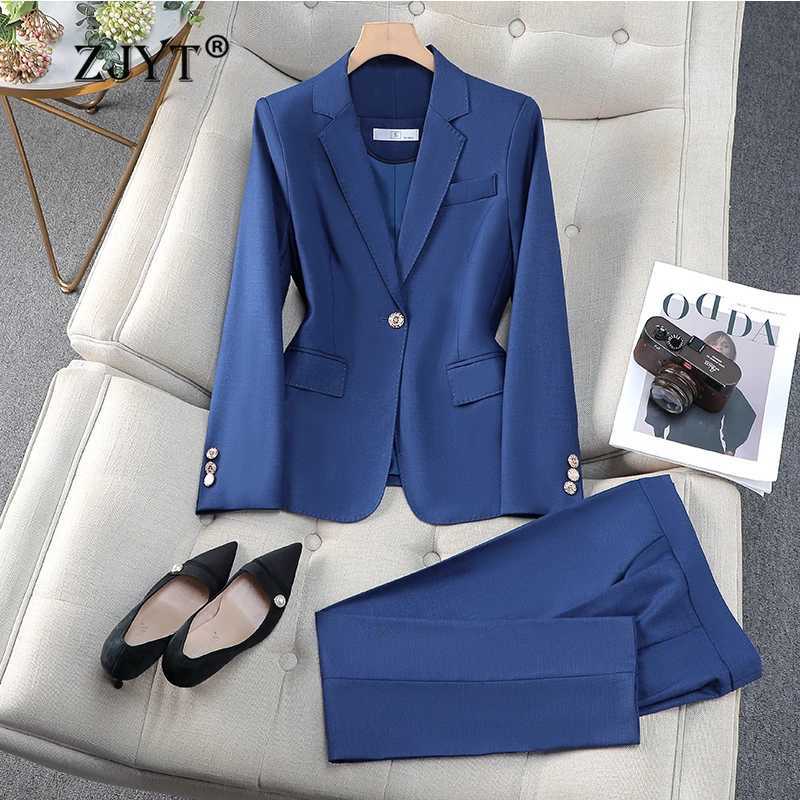 ZJYT One Button Blazer Pants Sets 2 Piece Outfit Womens Suit Conjuntos Femininos Elegantes New In Matching Sets Trousers Autumn X250704