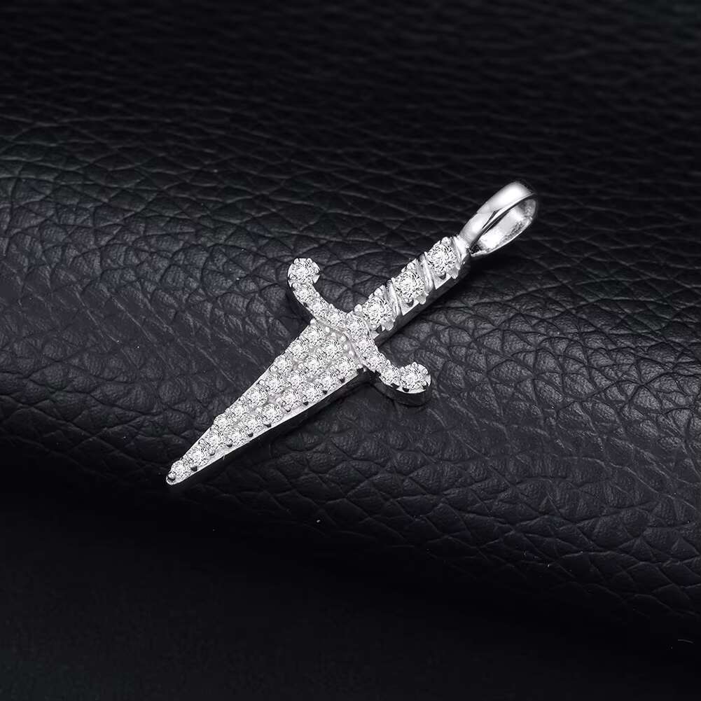 Hot Sale Fashion Iced Out 925 Sterling Silver Moissanite Sword Pendant for Necklaces