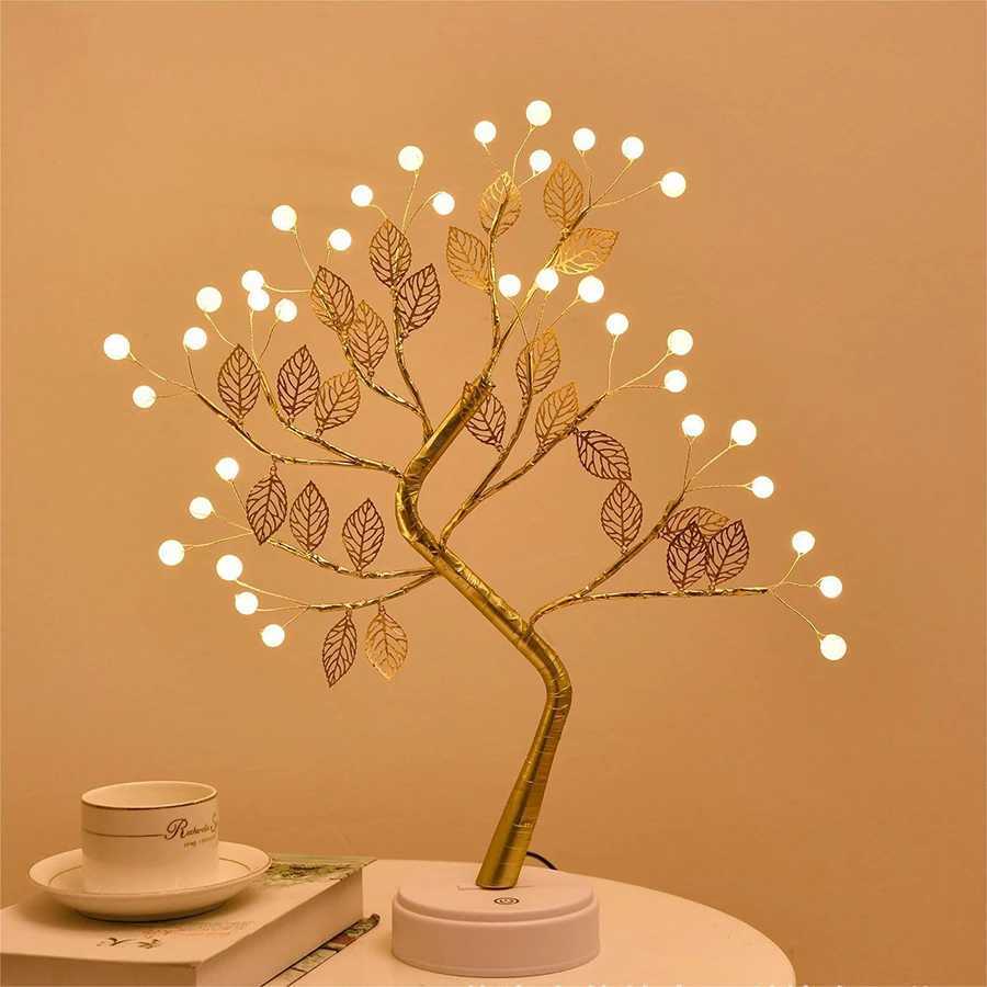 LED Pearl Tree Light Sleeping Creative Nightlight Bedroom Ins Girl Heart Bedhead Desk LampXJ250703